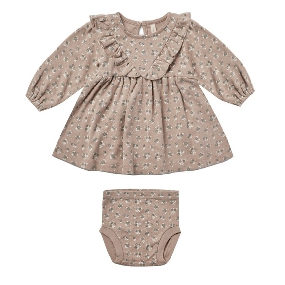 Quincy Mae Floral Ruffle Dress - Taupe - Picture 1 of 4